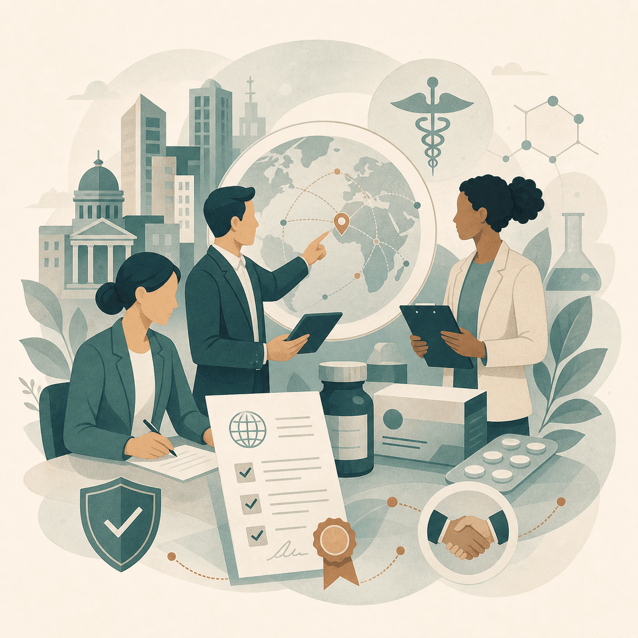 Illustration representing pharmaceutical service support